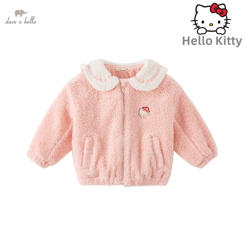 

Hello Kitty Dave Bella Winter Girls Cardigan Coat Kawaii Pink Jacket Warm Zipper Cute Children Outerwear DB4223651