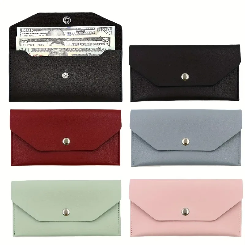 PU Leather Cash Envelope Wallet, Long Money Distribution, Multi-Functional Card Holder, Suitable for Men Women