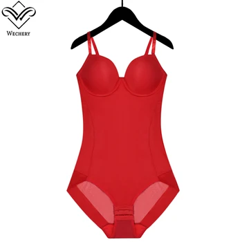 Wechery Red Top Women Camisole Bodysuit Body Shaper Butt Lift Lace Open Crotch Slim-fit Female Clothing 1