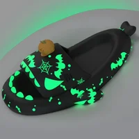 Christmas Hat Night Light Shark Slippers Women Luminous Sandal Couple Home Non-slip Creative Slides Men Outside Flip Flops 2