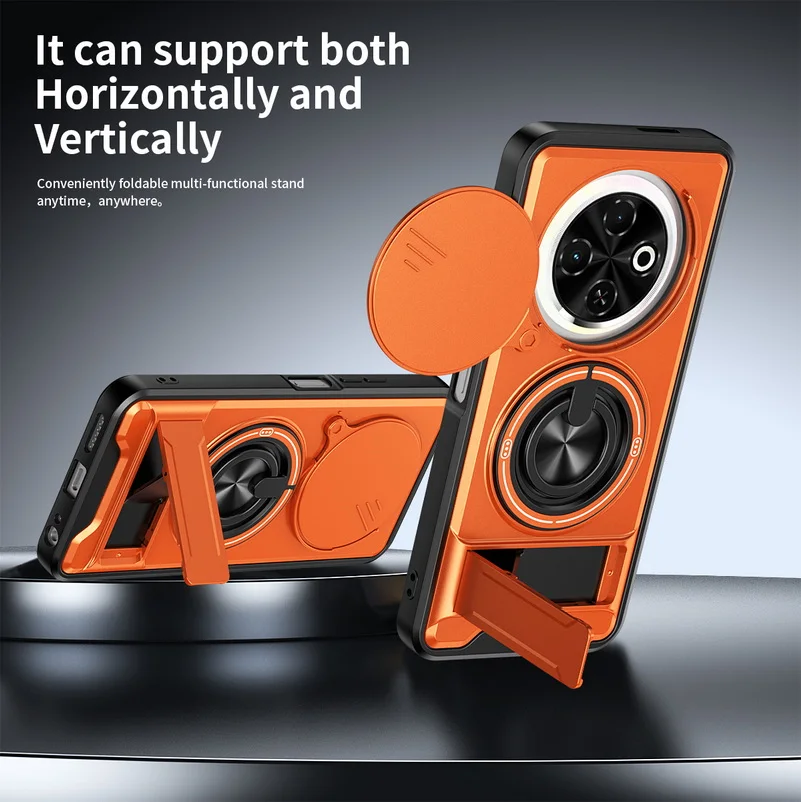 Versatile 2-in-1 Ring Grip with Built-in Magnetic Car Holder and Lens Protective Cover