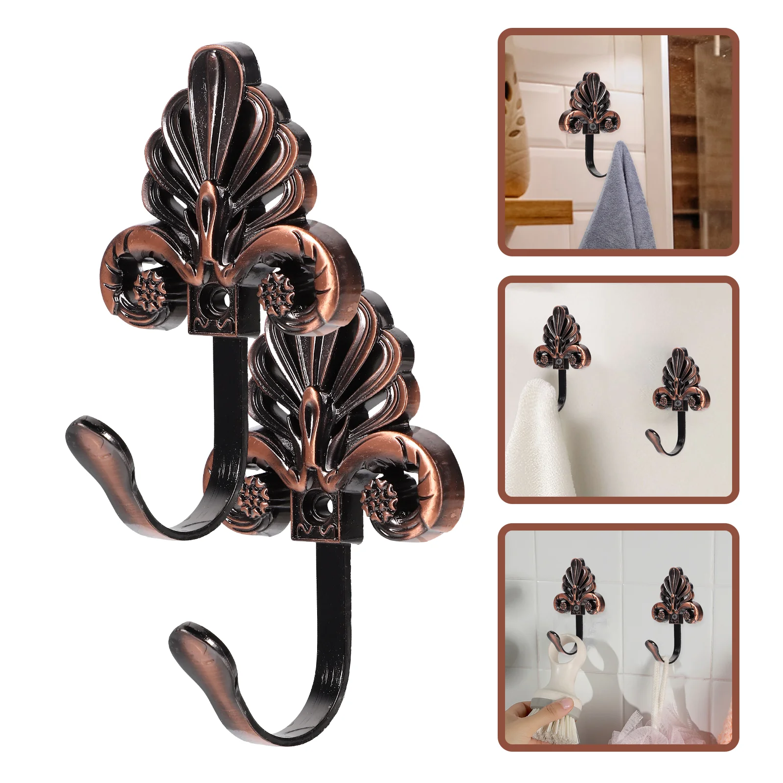 

2Pcs European Clothes Hook Wall Mounted Towel Coat Hangers Vintage Wall Hooks