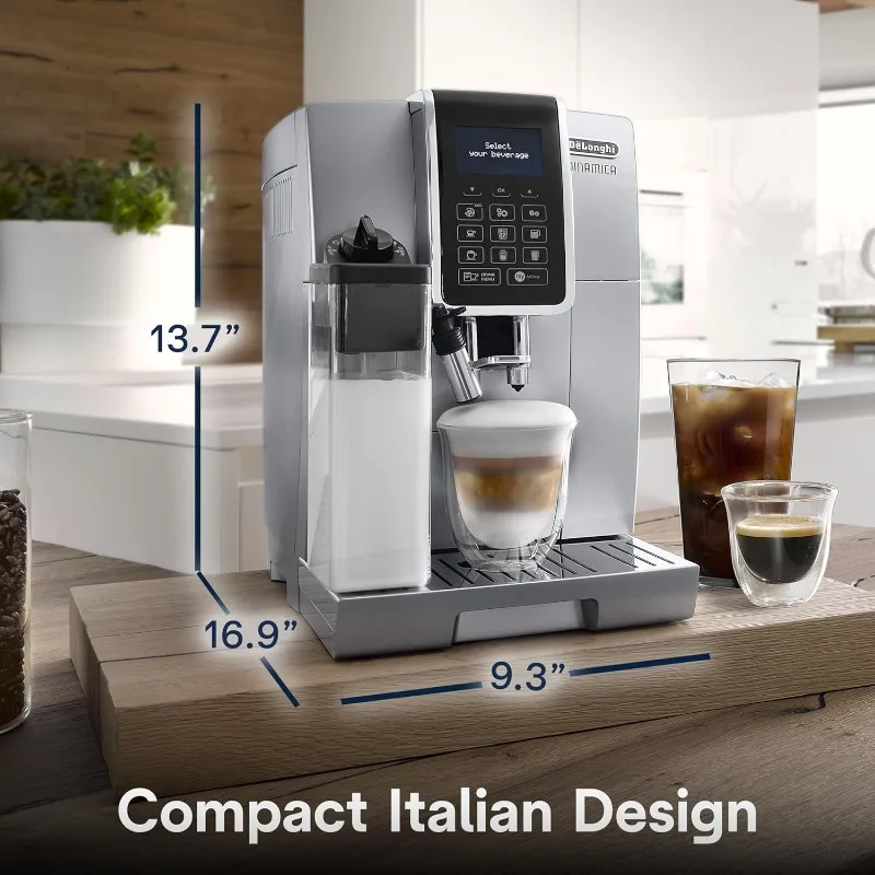 De'Longhi Dinamica LatteCrema Espresso Machine with Automatic Milk Frother for Latte, Cappuccino, Built-in Grinder, Silver 6