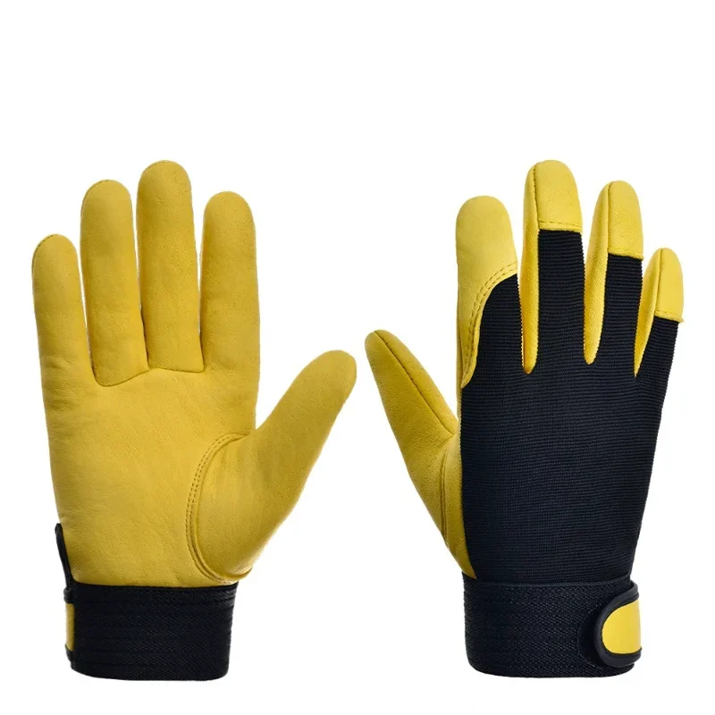 Work Gloves Cowhide Leather Workers Work Welding Safety Protection Garden Sports Motorcycle Driver Wear-resistant Gloves