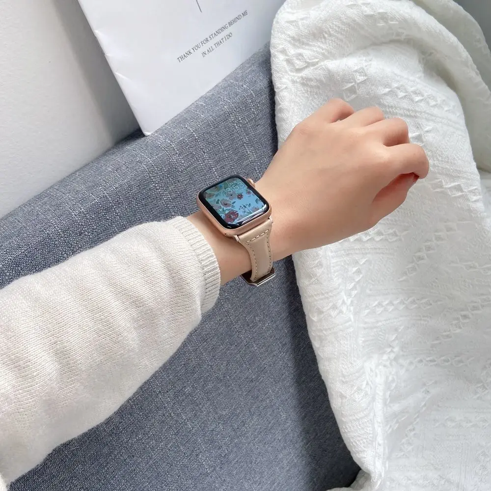 Schlankes Lederarmband für Apple Watch Band Ultra-2 49 mm Serie 10 7 8 9 41 mm/45 mm 38 mm/42 mm Handgelenkarmband iWatch SE 6 5 4 40 mm/44 m – Detail 15