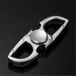 Multifunctional Finger Spinner Anti-Anxiety Stress Relief Toy and Bottle Opener Keychain (Silver)