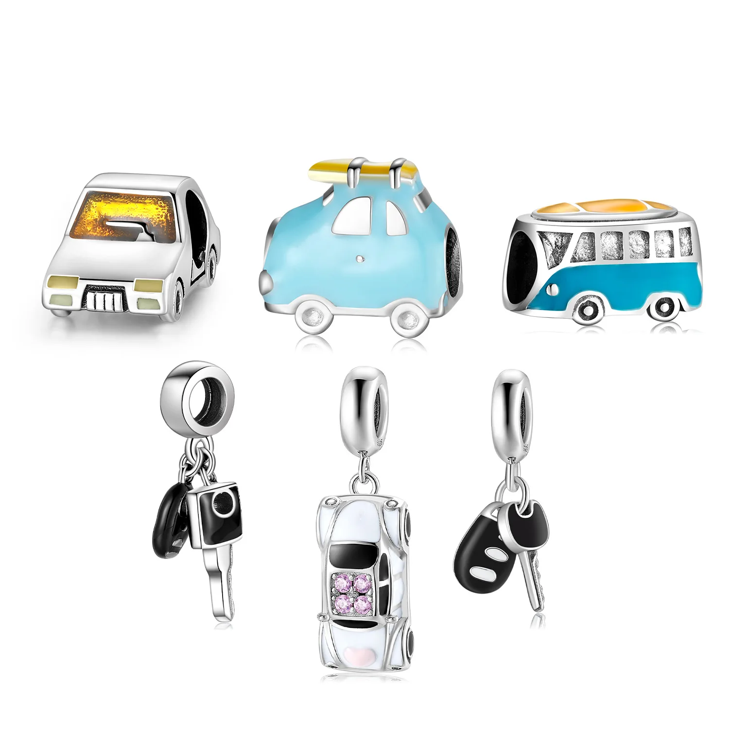 

Бусины из стерлингового серебра, подвеска из бисера в виде автомобильного автобуса, аксессуары ручной работы, серебряные украшения из бисера