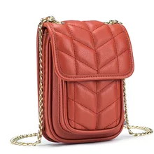 

2022 New Fashion Genuine First Layer Cowhide Leather Lady Simple Practical Single Shoulder Megnetic Buckle Cellphone Bag