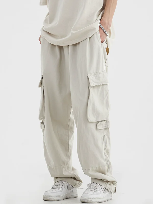 

Pants for Men Hip Hop Cargo Trousers Male Vintage Japanese Streetwear Casual Safari Style Pocket Zip Cargo Pants Men