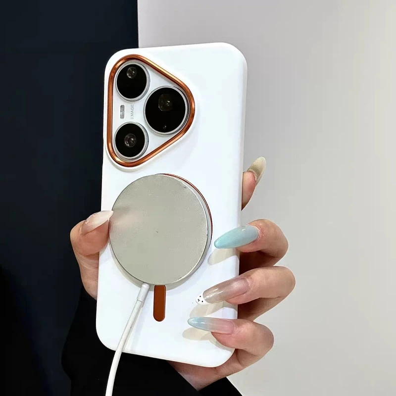 Luxury Matte Frosted Metal Button Drop Protection Phone Case with Magnetic Cover