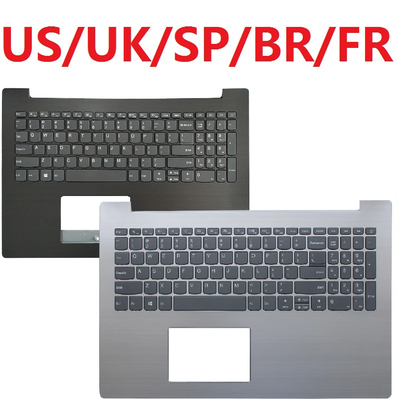 Eua Reino Unido sp Espanhol Francês fr Brasil br Teclado para Notebook Lenovo Ideapad 33015 330-15ikb 330-15igm 330-15ast com Tampa para Palmrest