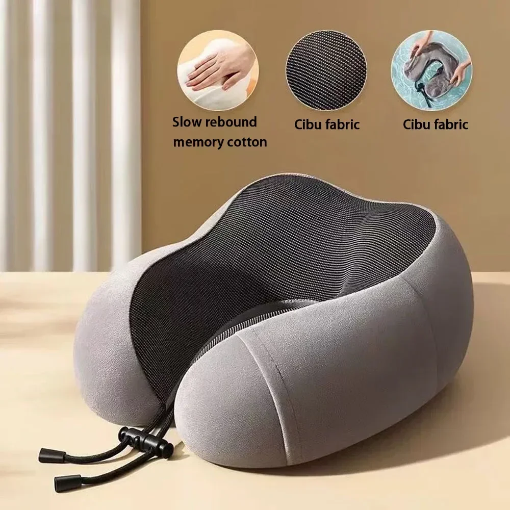 Memory Foam U-shaped Pillow Neck Support Travel Portable Student Sleeping Aid Airplane Pillow Neckrest U-pillow neck pillow