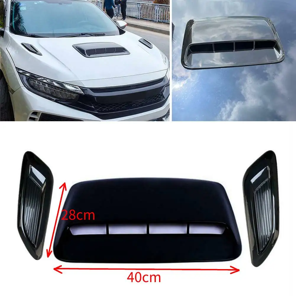 ihreesy 1 Pair Car Intake Scoop Turbo Bonnet Vent Cover,Universal Exterior  Air Flow Intake Trim Decorative Scoop Hood Cover Moulding Decorative for