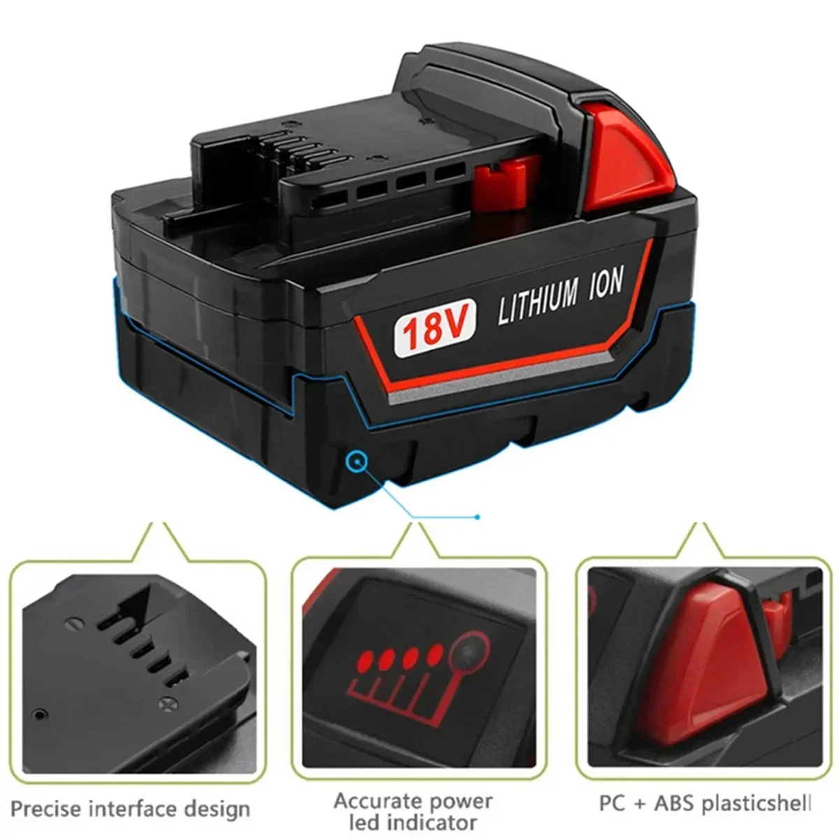 2025 Neu für Milwaukee M18 Elektrowerkzeug-Akku, Ladegerät, 18 V 6000 mAh, BR, XC, 18 V, M18B5, 48-11-1860, integriert – Detail 2