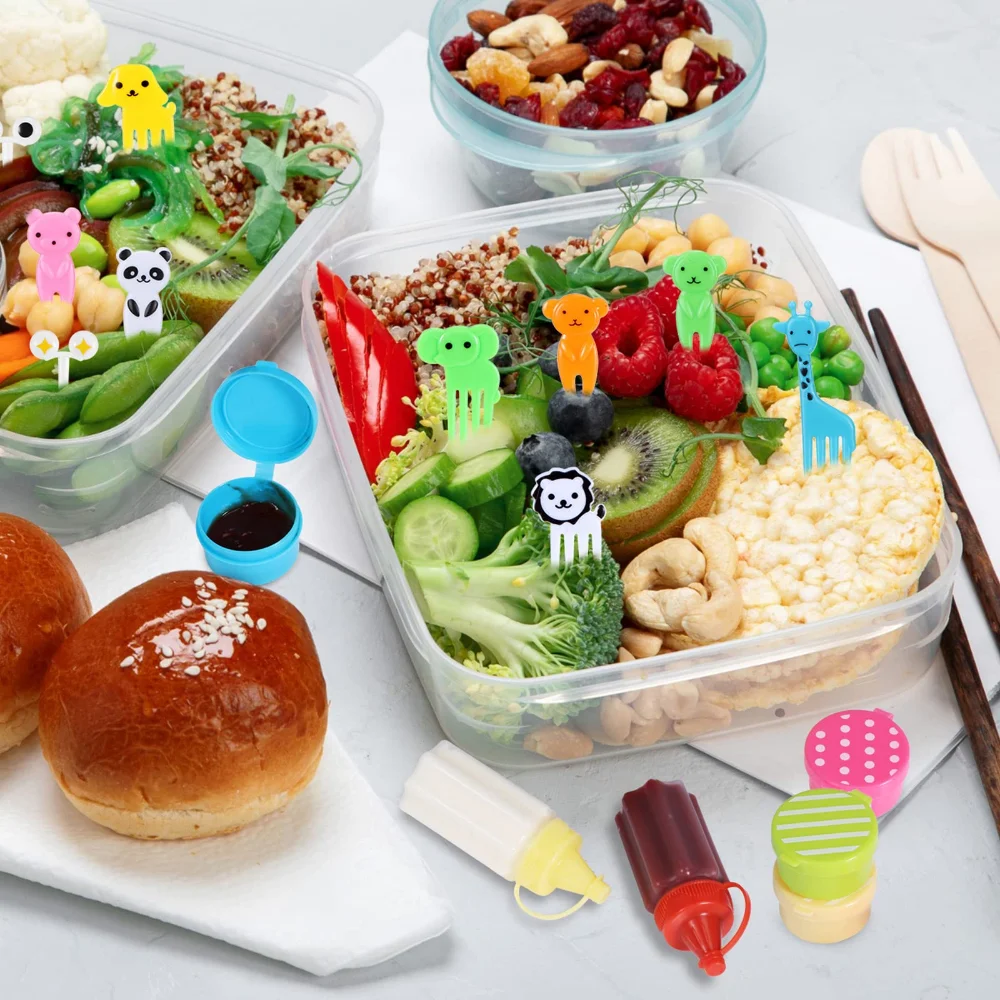 Cute Mini Animal Set Lunchbox Bento Condiment Sauce Bottles