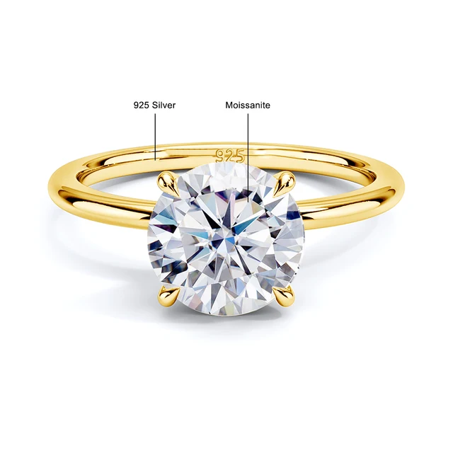 Bague en diamant Moissanite en or 14K, 9mm, 3CT, 100% Au585, coupe ronde pour femmes, bijoux d'anniversaire de mariage, de fiançailles, cadeau