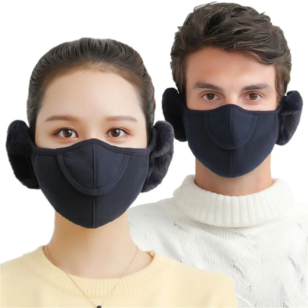 Warm Half Face Mask Fashion Cotton Open Breathable Earmuffs Cold-proof Windproof Mouth Cover Women Men