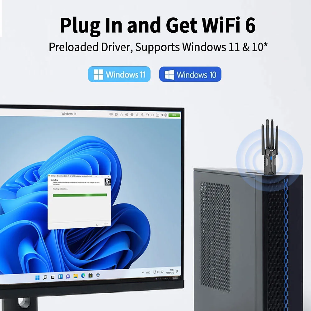 KEBIDUMEI 1800Mbps WiFi 6 USB 어댑터 5G/2.4GHz USB3.0 Wi-fi 동글 무선 802.11ax 네트워크 카드 Windows용 고이득 안테나