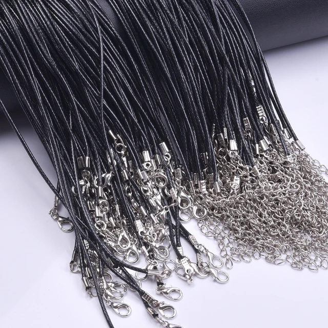 30Pcs Necklace String Rope with Clasp, 18 Black Waxed Necklace