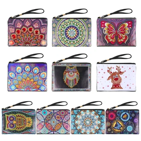 AZQSD DIY Flower Special Shaped Diamond Painting Wristlet Wallet Women Clutch Storage Bag Birthday Gift images - 6