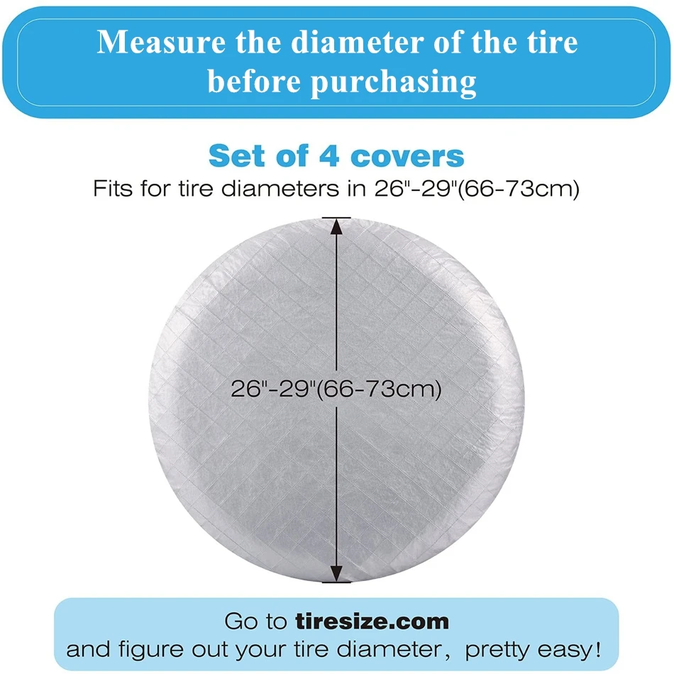 Wasserdichte Reifenabdeckung 4er Set - Für Wohnmobile & Anhänger 68-73cm