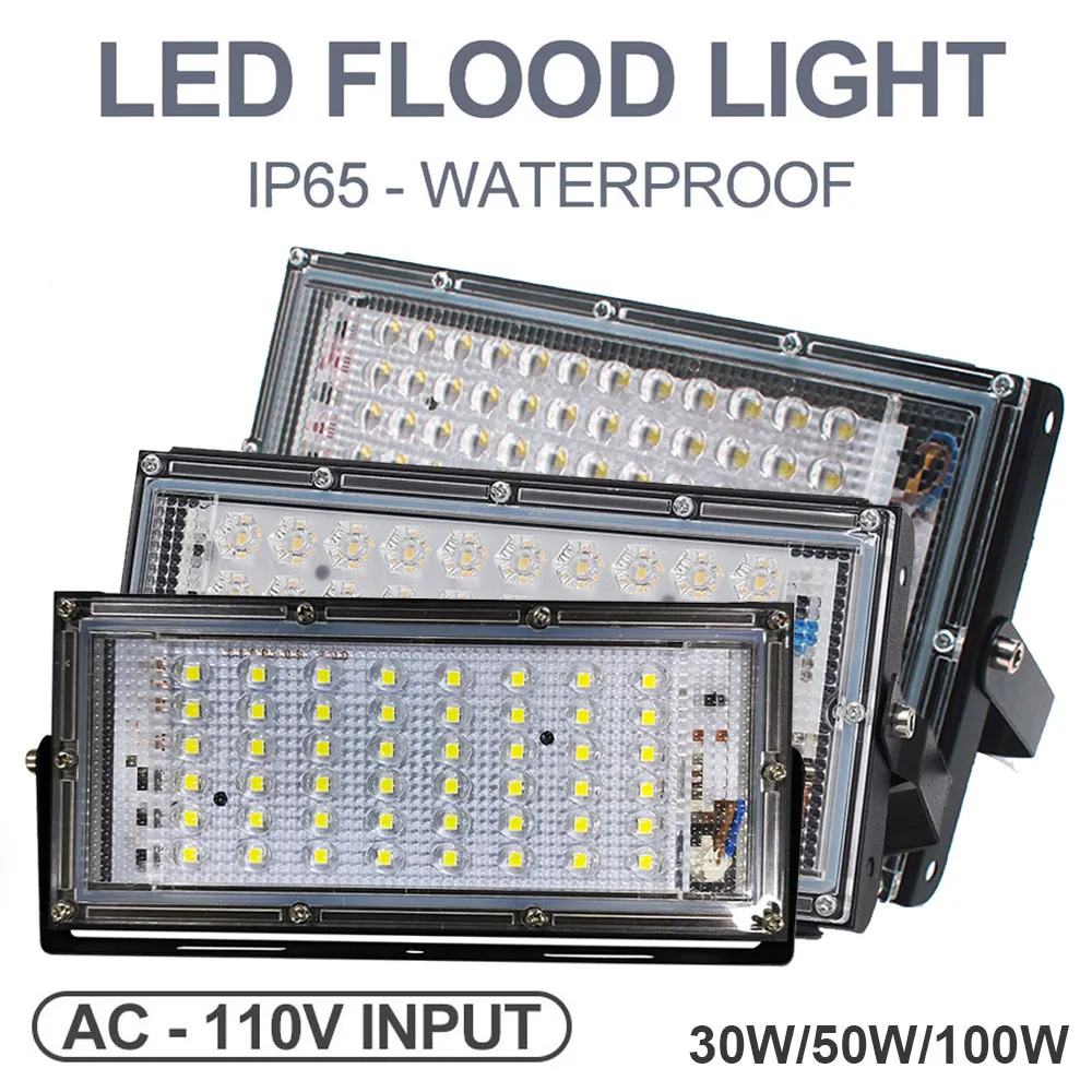

30W/50W100W LED Floodlight 110V IP65 Waterproof LED Flood Light Street Lamp Outdoor Lighting