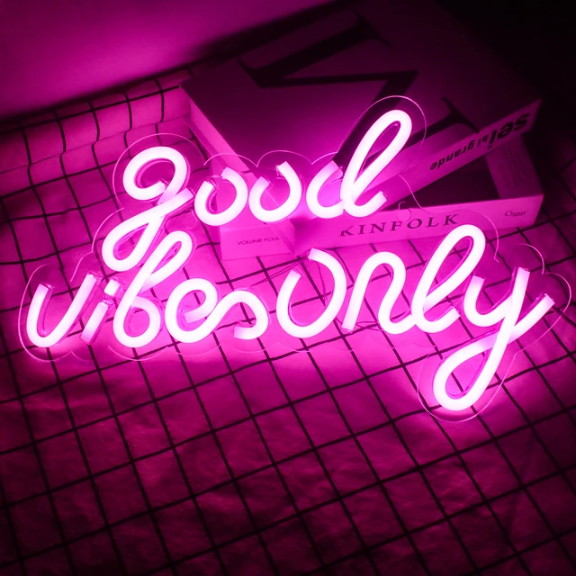 Good Vibes LED Neon Sign Light Bedroom Wall Decor USB Custom Name Neon  Light DIY