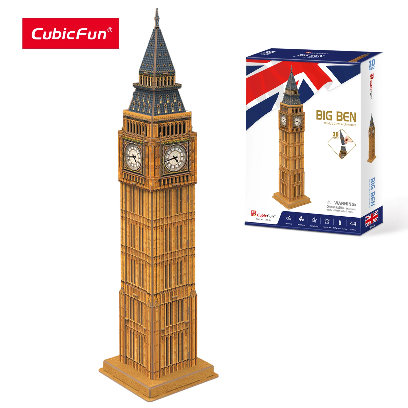 117 pièces CubicFun Puzzle 3D UK Big Ben Kit de modèle darchitecture de la Chambre du Parlement 