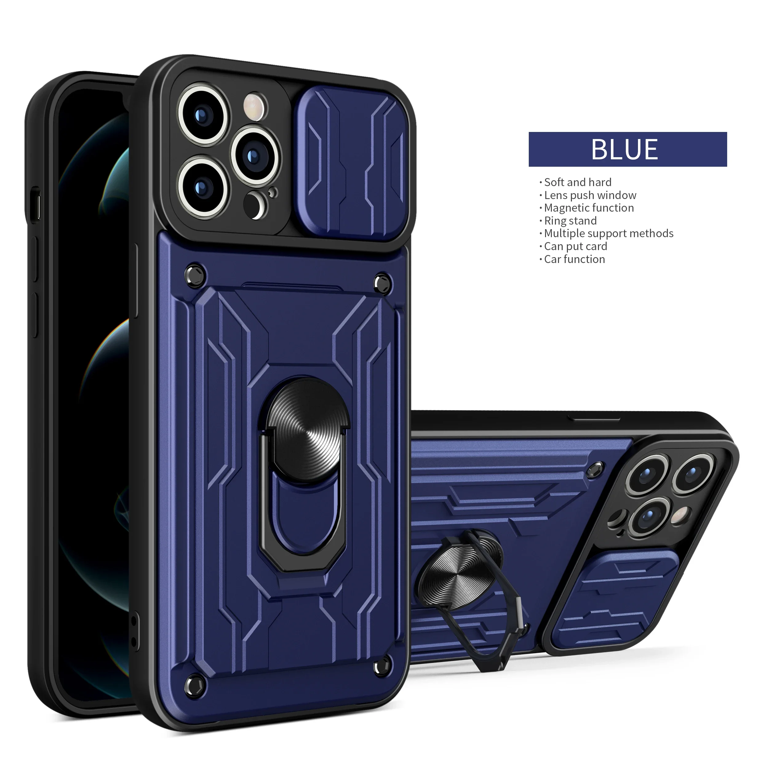 Leather Wallet Case with Detachable Card Holder and Shockproof Protection