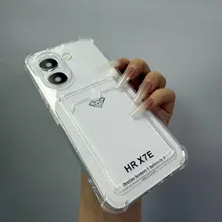 Clear Back Shockproof Card Slot Bag Case - Enhanced Protection Phone Cover for Honor X7e (Clear)