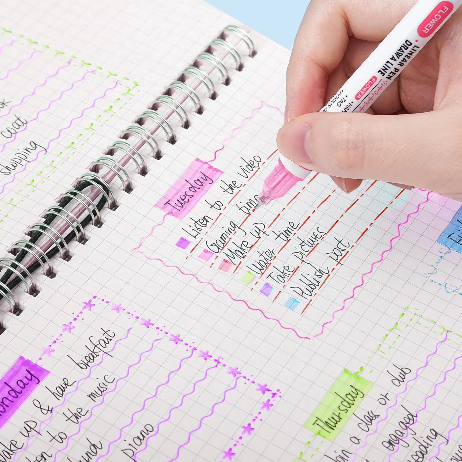 Highlighter marker Highlighter pen Art marker Marker pen 6/12 Colored Curve Highlighter Pen Set Different Shapes Dual Tip Markers Cool Pens for Journal Planner Scrapbook Art Office