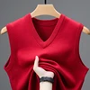 2024 New Spring Autumn 6 Wool Sleeveless Cashmere Vest Men Work Sweater Solid Color Knitted Male Waistcoat High Quality Pullover 4