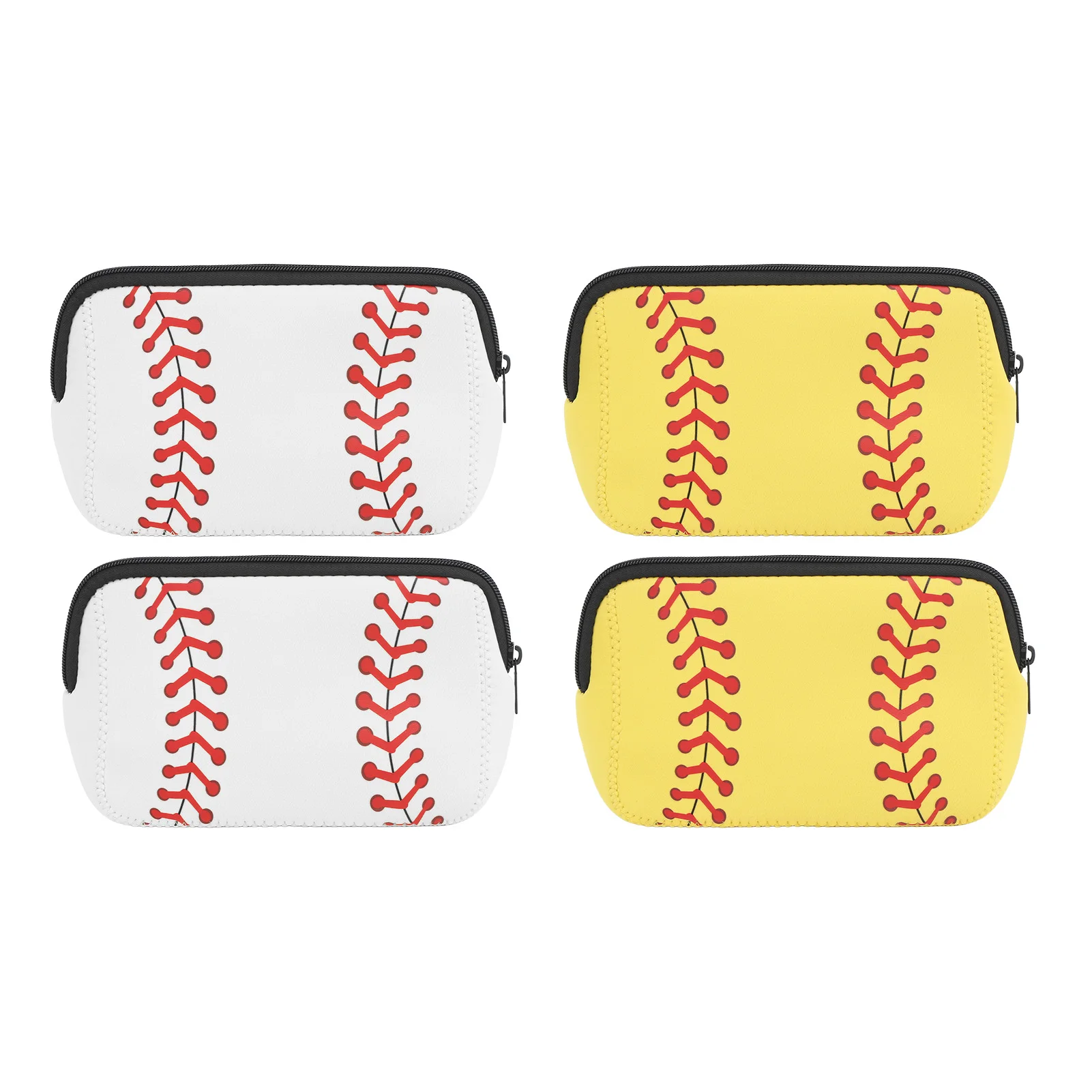 Baseball Pouch Bag Baseball Print Makeup Bag Waterproof Neoprene Zipper Design Compact Versatile for Outdoor