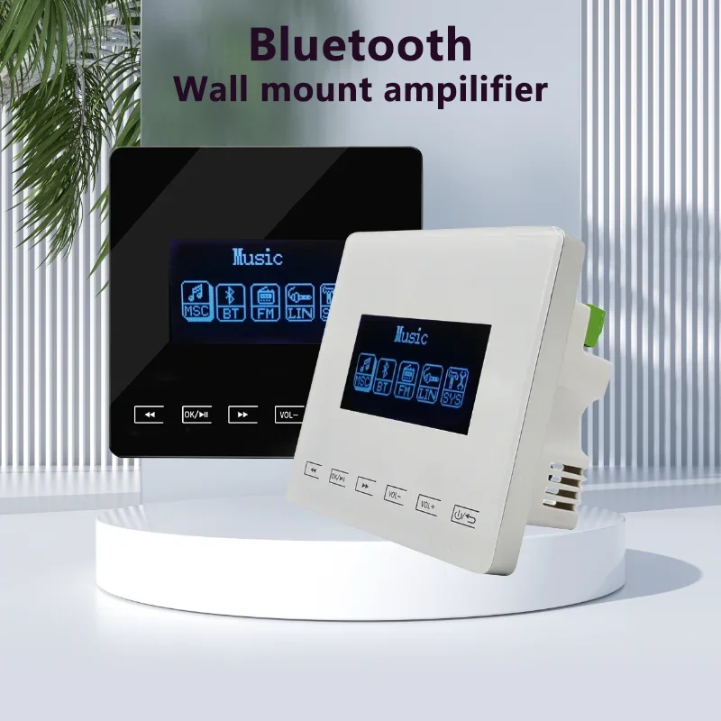 Bluetooth Wall Amplifier Mini Wall Mounted Key Touch Music Player Built In FM Radio Smart Home Audio System for Bedroom Kitchen onvian wall mounted cd player surround sound fm radio bluetooth usb mp3 disk portable music player remote control stereo speaker