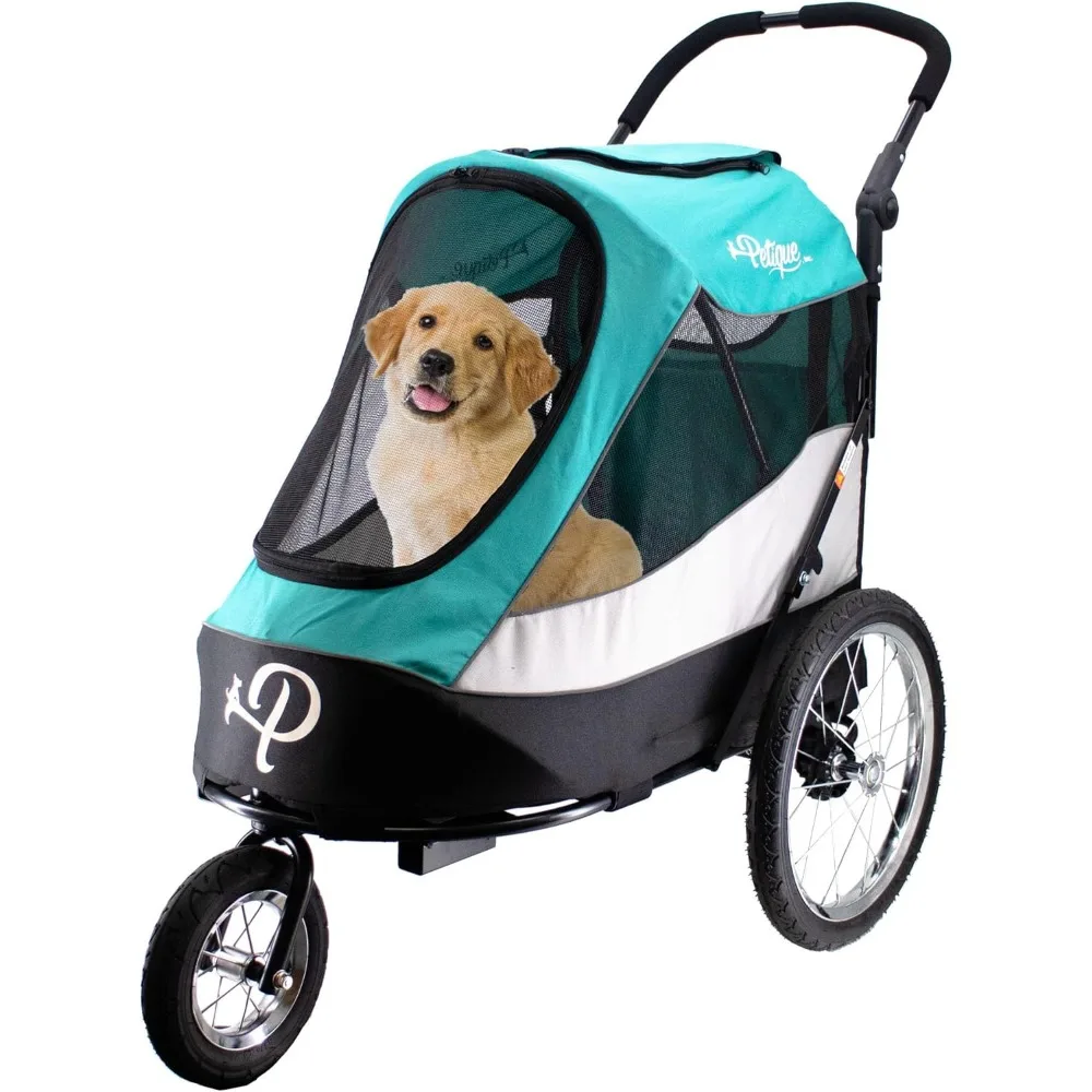 PETIQUE Trailblazer Jogger, Dog Cart for Medium Size Pets, Ventilated Pet Stroller for Cats & Dogs, Turquoise