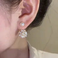 2023 New French Retro Imitation Pearl Ball Stud Earrings For Women Fashion Jewelry Elegant Simple Accessories Gifts Wholesale - Image 2