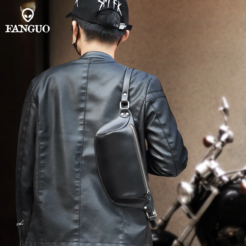 

Забавные мужские нагрудные сумки, Винтажная сумочка через плечо из натуральной кожи для спорта на открытом воздухе, дорожные сумки-слинги