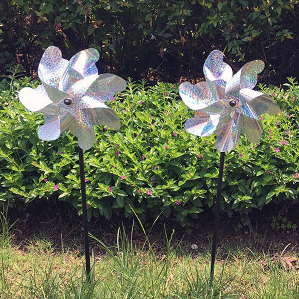 Bird Repellent Windmill Reflective Sparkly Bird Sparkly Pinwheel Exquisite Art Crafts Eco-friendly Non-toxic for Outdoor Garden