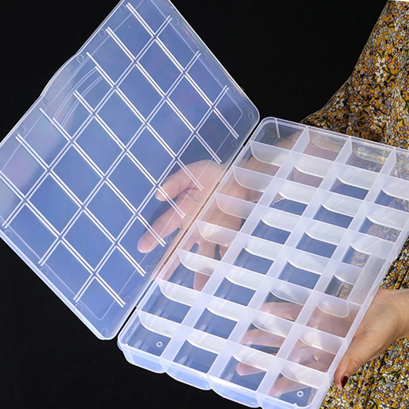 Transparent Plastic Storage Jewelry Box Compartment Adjustable Container For Beads Earring Box For Jewelry Rectangle Box Case