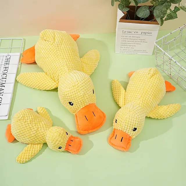 Plush Calming Duck Companion – Durable Squeaky Puppy Chew Toy for Teeth Cleaning 5