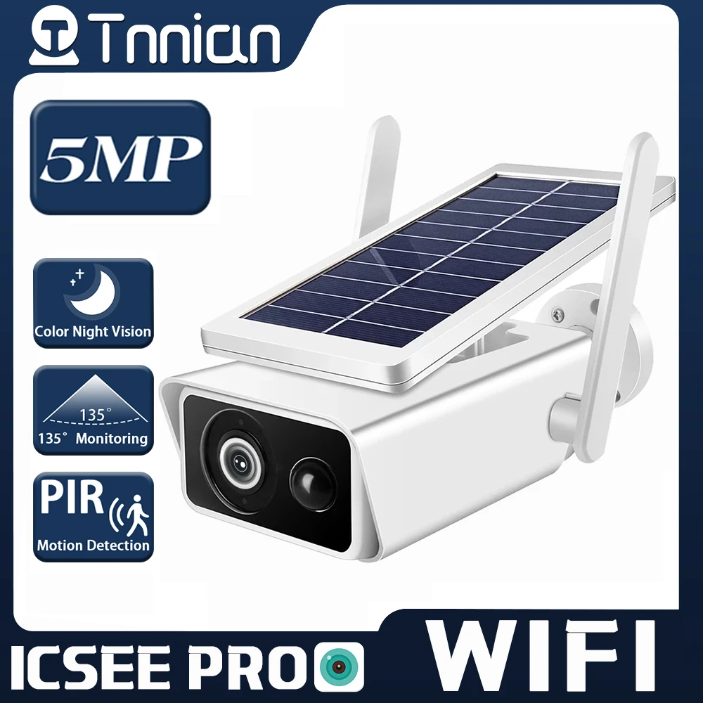 5MP Solar WiFi IP Security Camera PIR Motion Detection Waterproof 2 Way Audio Video Wireless Wifi CCTV Video Surveillance Camera