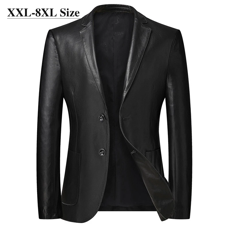 Plus Size 6xl 7xl 8xl Men's Leather Suit Jacket 2020 Autumn New Classic