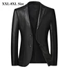 Plus Size 6XL 7XL 8XL Men's Leather Suit Jacket 2023 Autumn New Classic Black Business Casual Loose Pu Coats Male Brand 1