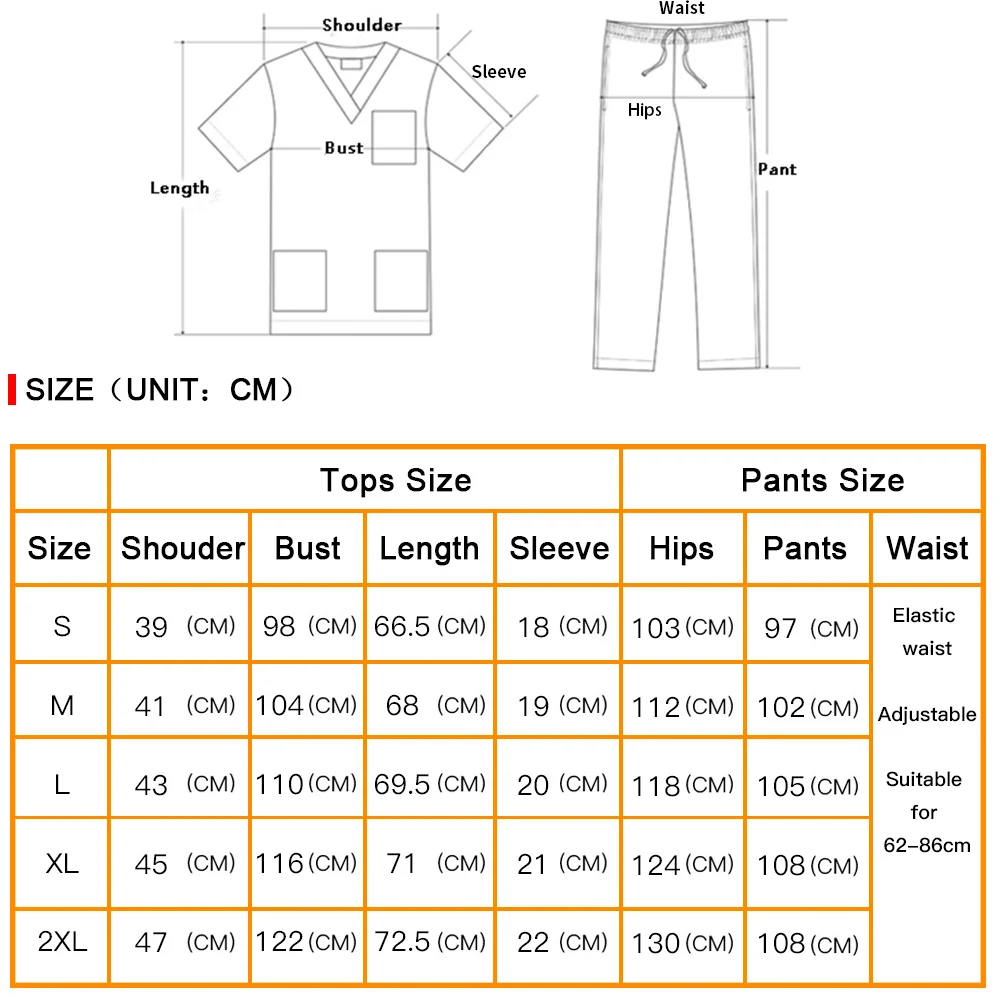 Royal blue Medical Uniform Women Breathable Nursing Scrubs Tops Shirt Casual Short Sleeve Uniforms Nurse Pants Surgical Clothes