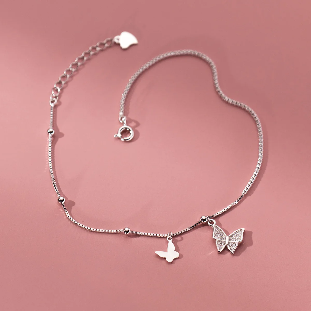 

Genuine 925 Sterling Silver Butterfly Anklets Dainty Zircon Butterflies Ankle Bracelet Foot Chains for Women