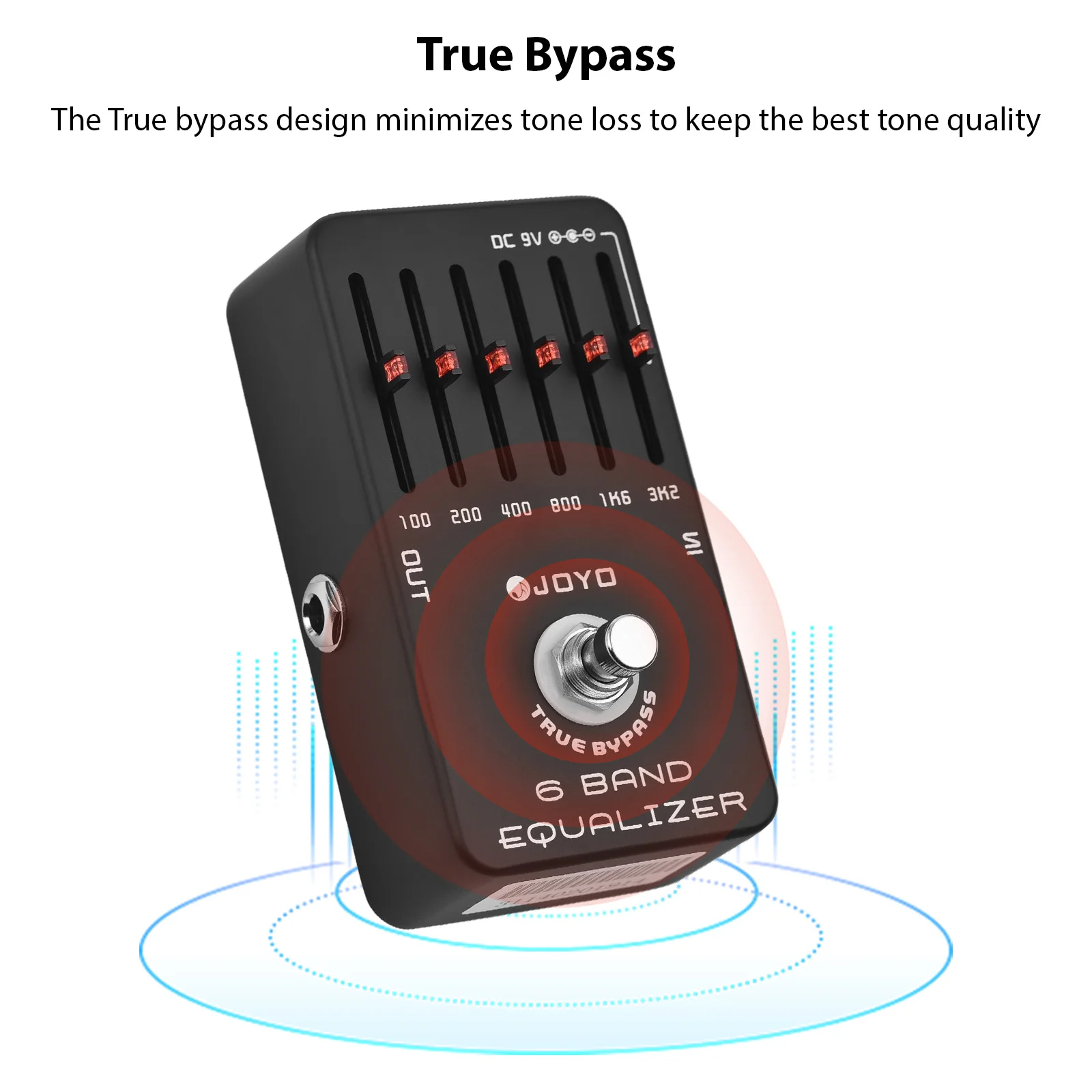 

JOYO 6-полосный эквалайзер, эффектор, реальный байпас, 6,35 мм, входной выходной интерфейс, аксессуары для гитары
