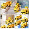 4 Pcs Pull Back Engineering Vehicle Cars Toys Small Kids Excavator Model Toddlers Construction Truck Plastic Mini Children 2