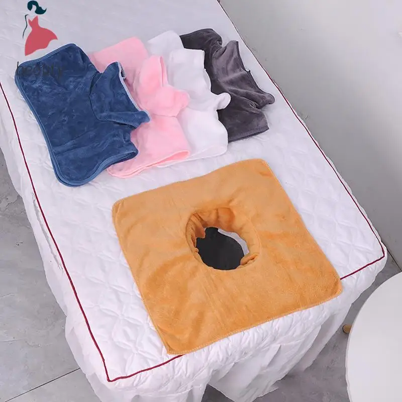 

35*35 Cm Thickened Beauty SPA Massage Table Planking Face Towel With Hole Bed Bandana