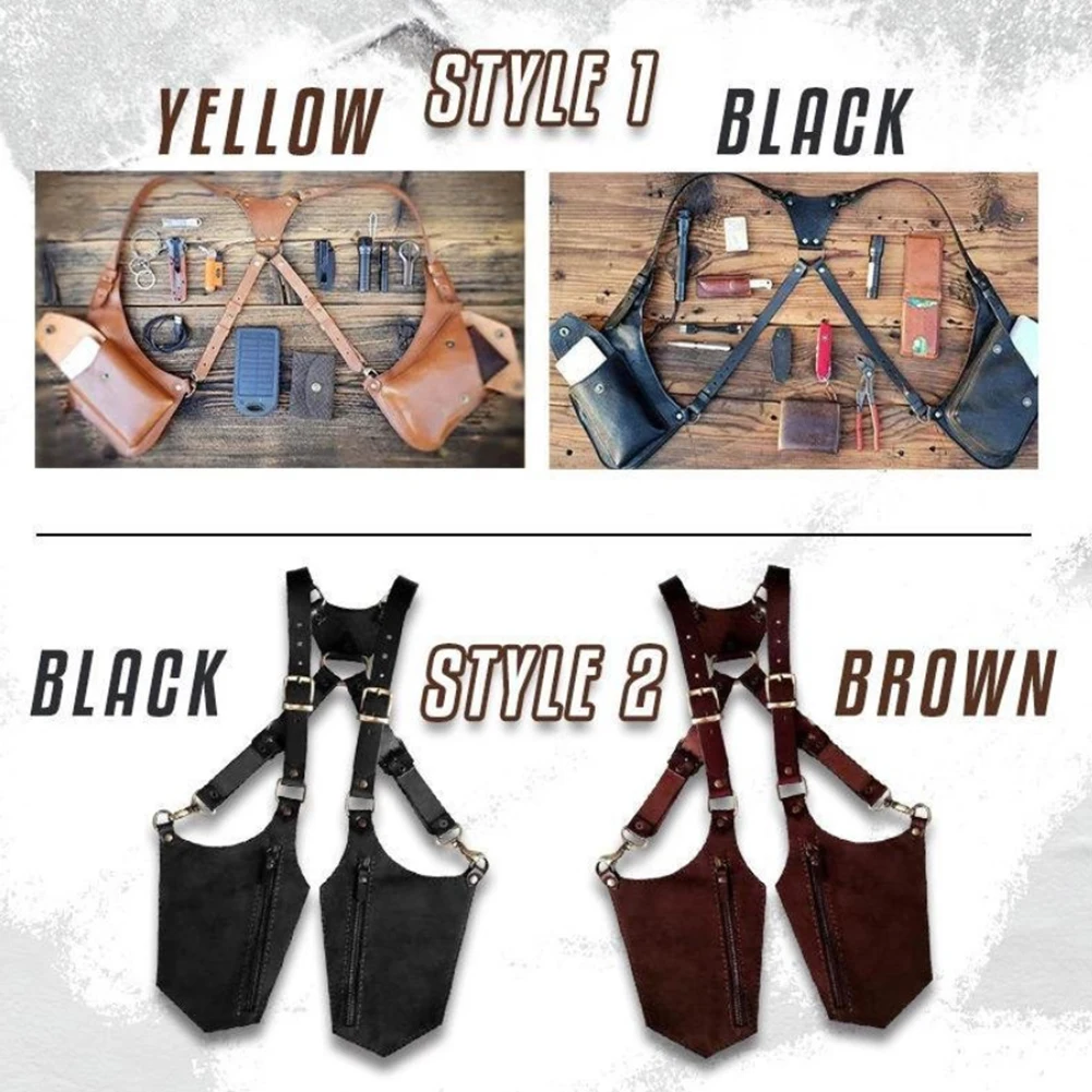 Man Vintage Leather Anti-Theft Safety Wallet Bag Travel Outdoor Hidden Underarm Holster Pirate Shoulder Phone Case Wallets Bags