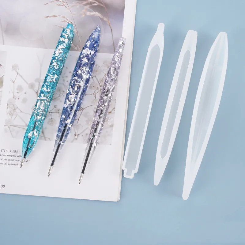 Silicone Mold Transparent Pen Diy Ballpoint Pen Creative Dried Flower Epoxy Resin Casting Jewelry Making